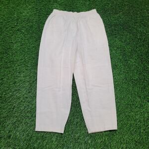 VTG 80s High Waisted Linen Pants Womens PL Cropped Tapered Leg